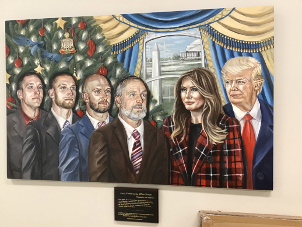 The same godawful painting
of Trump, where he looks nothing like himself.