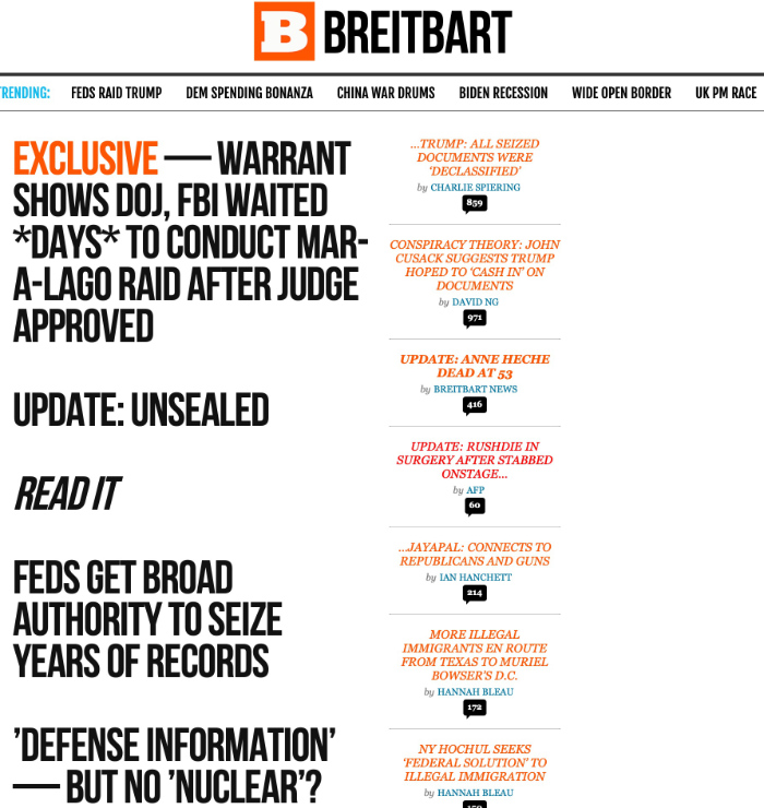 Breitbart makes a big deal of the fact that there were several days between the issuance of the warrant and the search