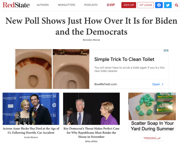 Red State has no coverage whatsoever; its lead story is about how polls tell us Democrats are doomed