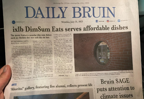 The lead story is about the opening of a new dim sum restaurant