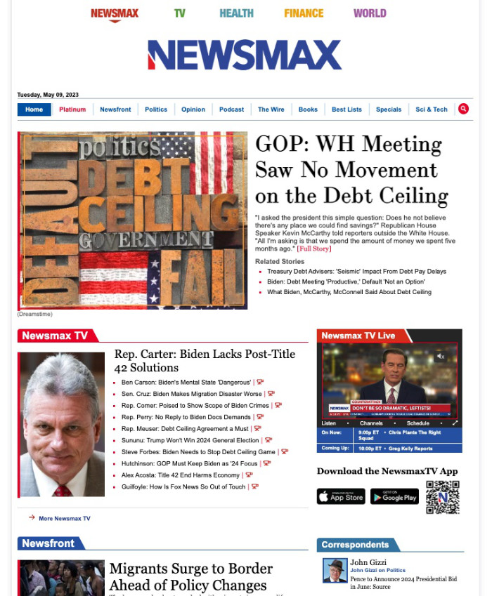 Newsmax has no mention of the Trump story at all
