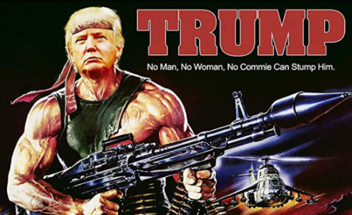 Trump rendered as Rambo
