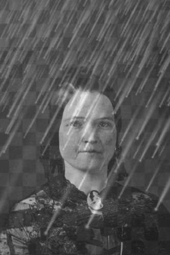 A picture of Mary Todd
Lincoln, with what appears to be some sort of meteor shower