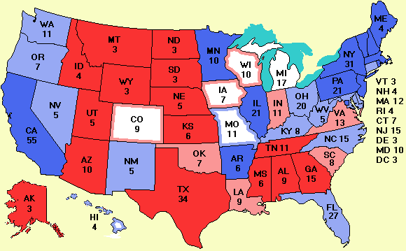 Electoral college map