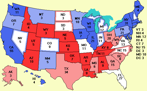 Electoral college map