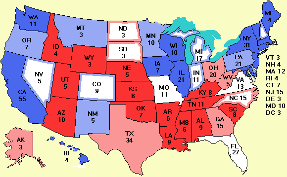 Electoral college map