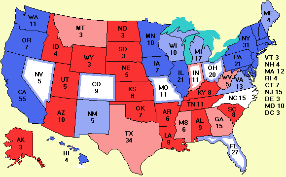 Electoral college map