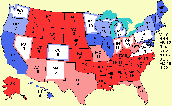 Electoral college map