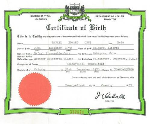 Ted Cruz' birth certificate