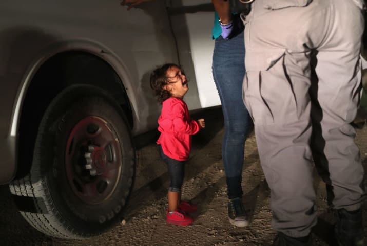 Child crying at border