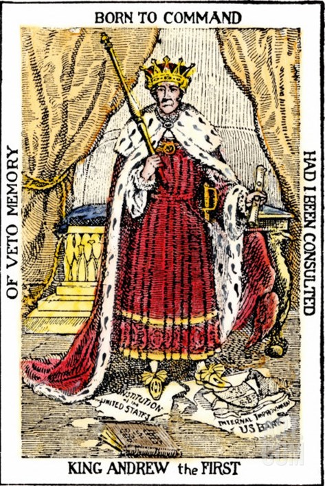 Political cartoon, Andrew Jackson as king