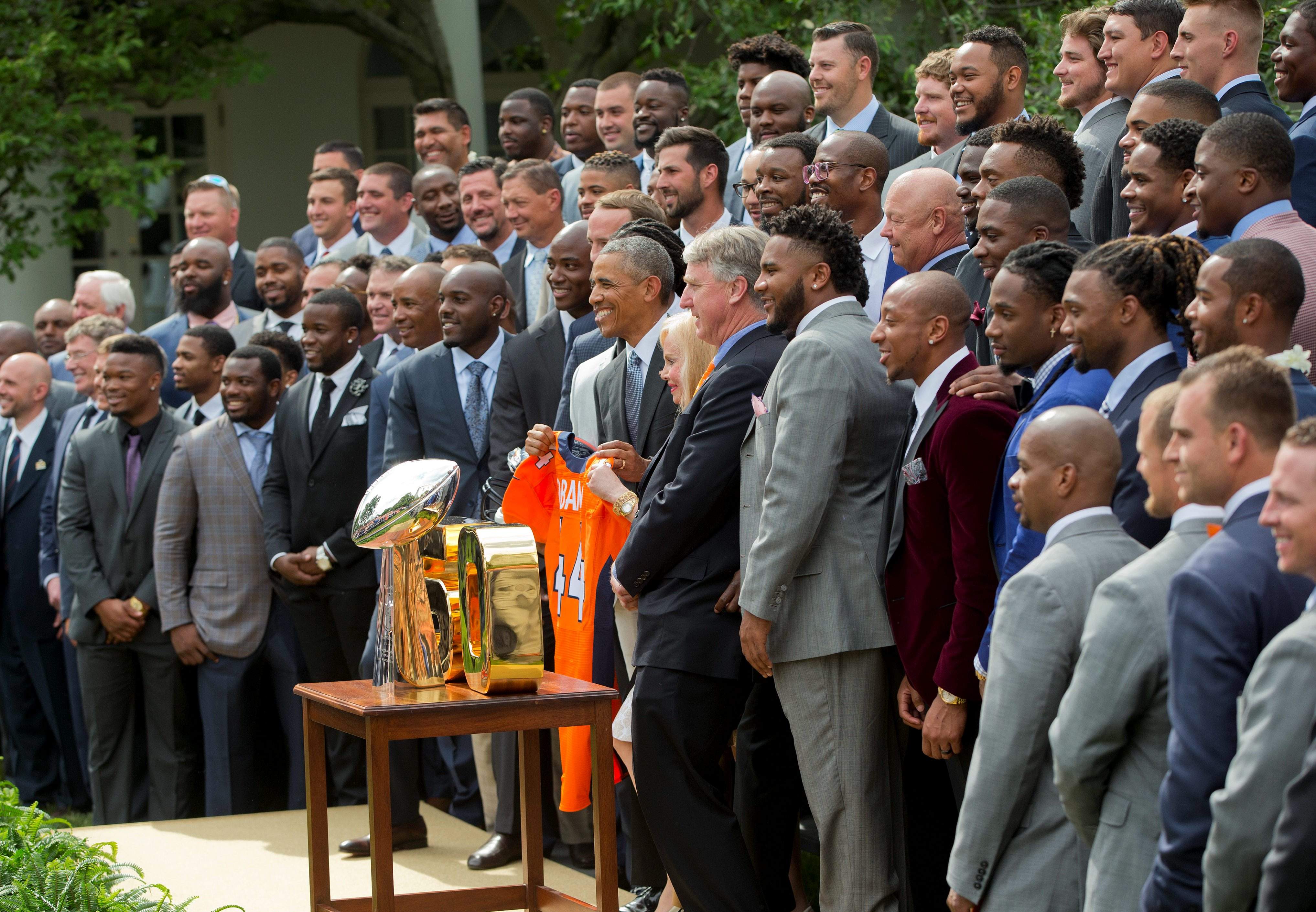 Obama with the Broncos