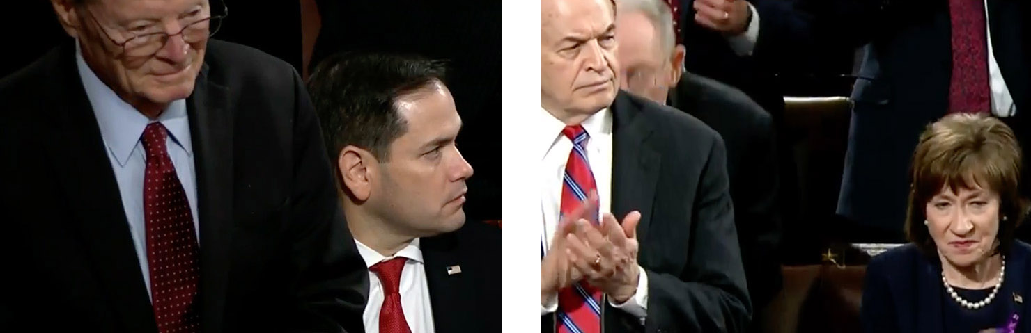 Susan Collins and Marco Rubio look bored