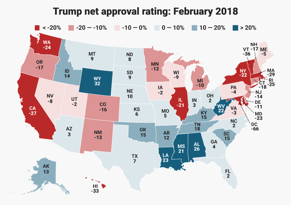 Trump approval, Feb 2018