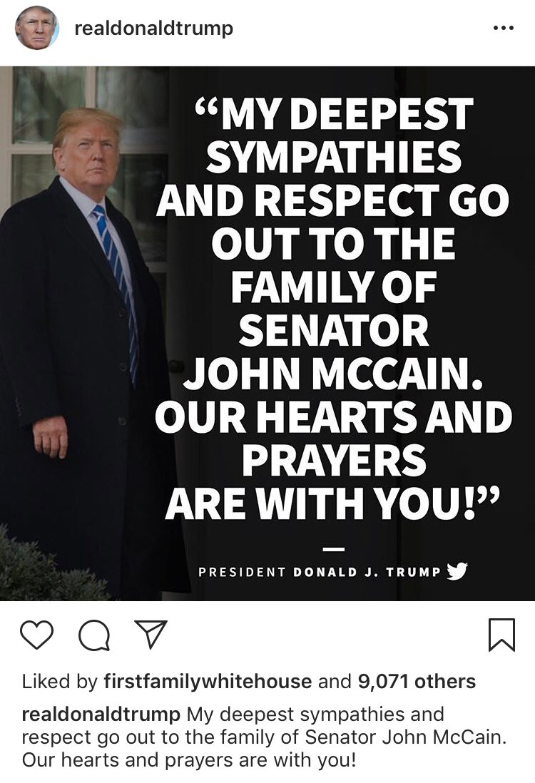 Trump tips his hair to McCain