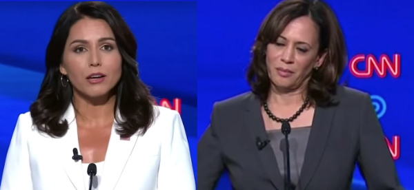 Tulsi in white, Kamala in black