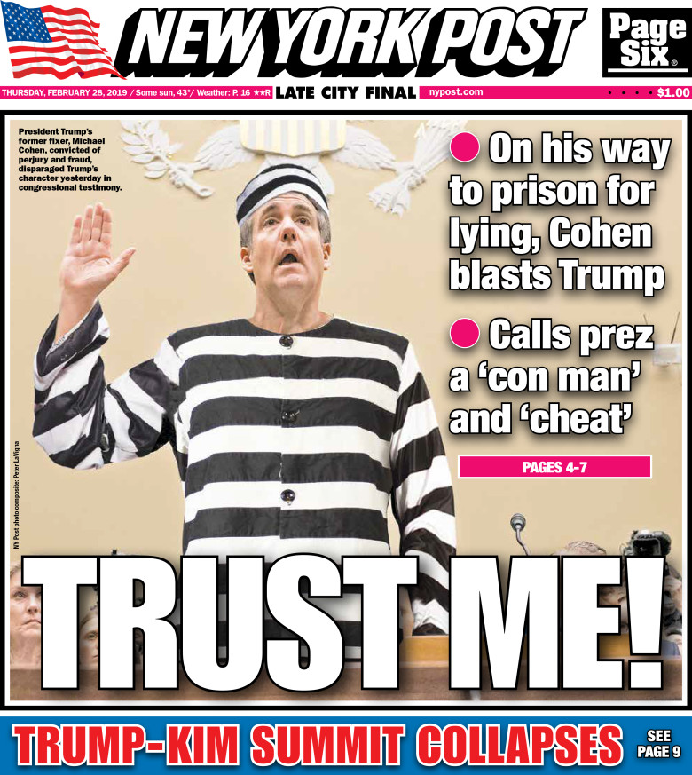 NY Post: Cohen as Jailbird