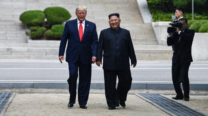 Trump and Kim walk together in North Korea