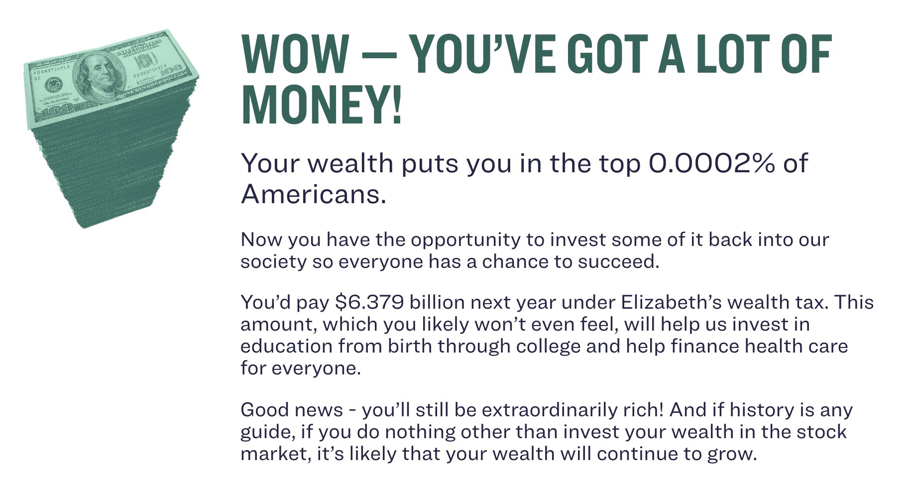 Gates' tax will be about $6 billion,
he's also advised that he has so much money, he won't even miss it, and he'll probably earn it back in interest and appreciation
anyhow