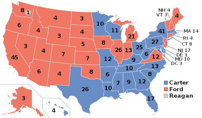 1976 electoral-vote map