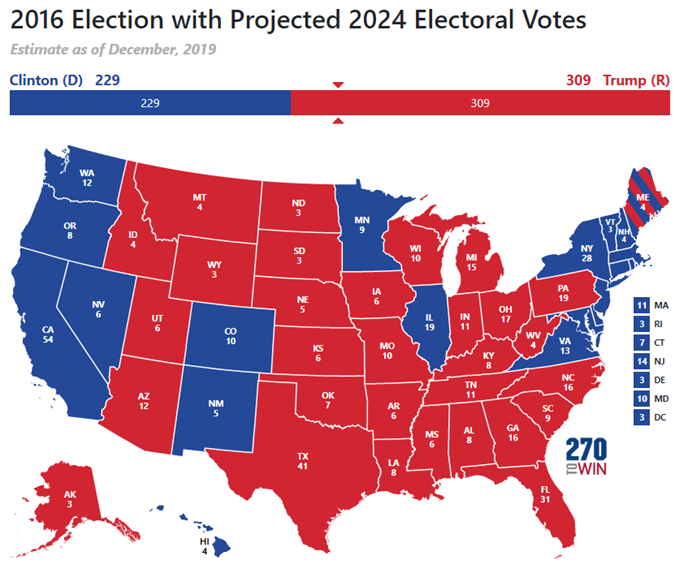 2024 map with 2016 election results