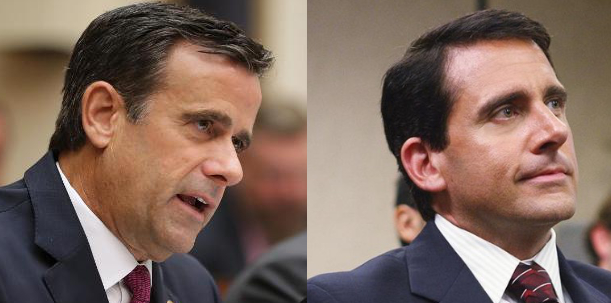 Ratcliffe and Carell have the same
haircut, hair color, nose, and general appearance