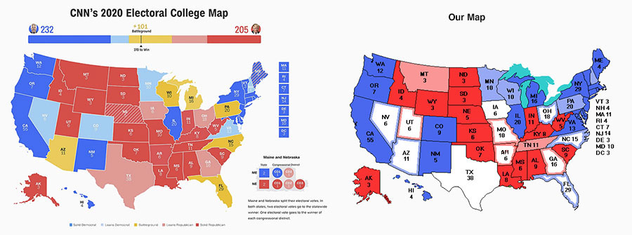 CNN's first electoral college map, much more conservative than ours