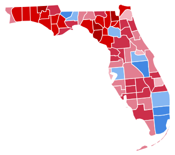 Palm Beach and Hillsborough are moderately 
blue, Miami-Dade and Broward are deep blue