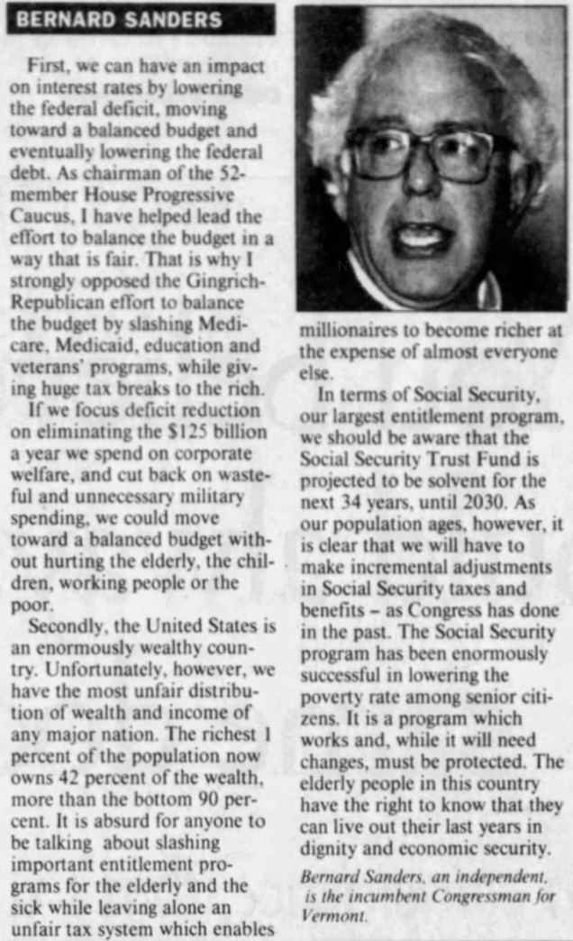 The op-ed is about 750 words
and the key passage reads: 'As our population ages, however, it is clear that we will have to make incremental adjustments
in Social Security taxes and benefits, as Congress has done in the past.