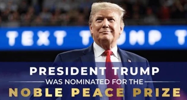 Ad from the Donald Trump campaign 
bragging that he's been nominated for the Noble (not Nobel) Peace Prize