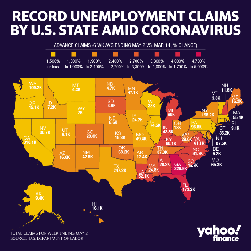 Map of unemployment by state