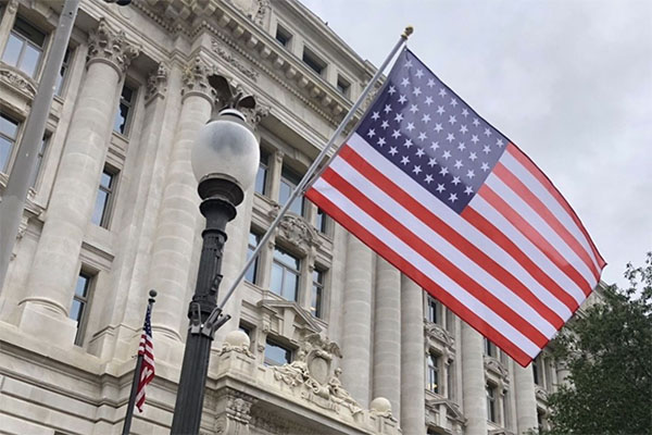 51-star flag outside Wilson building in D.C.