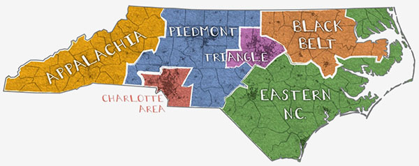 Political map of North Carolina
