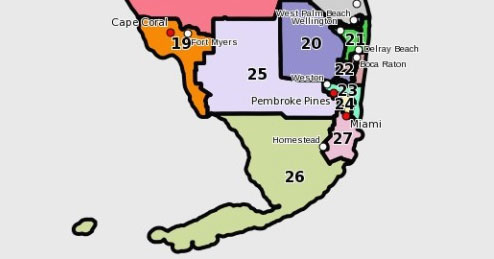 Southern Florida CDs; many are clearly
gerrymandered.