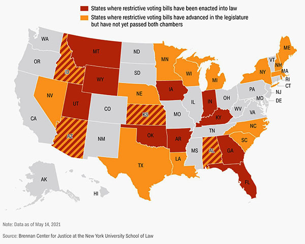 States with new voting laws
