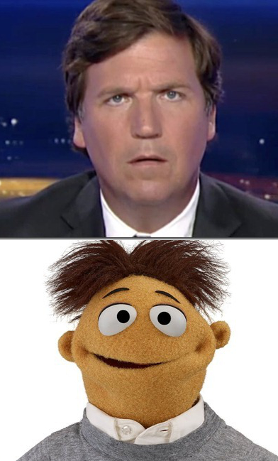 Tucker Carlson and Walter from 'Sesame Street'