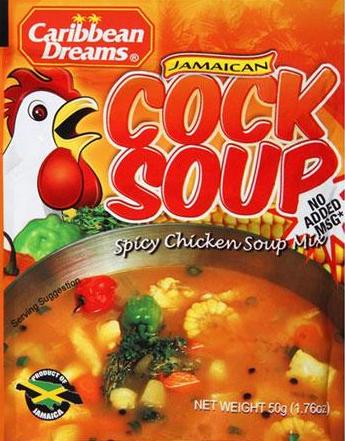 An envelope of soup powder that can
be used to make Jamaican cock soup