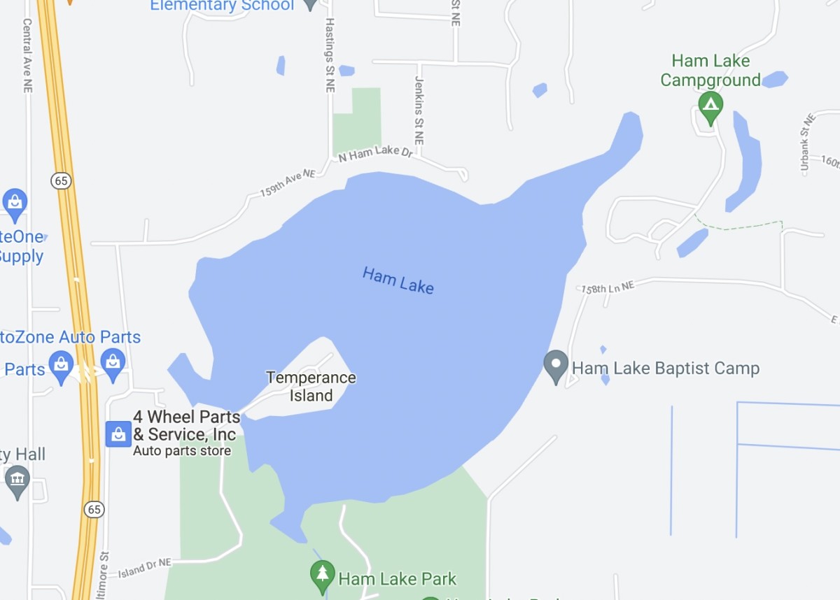 The lake is shaped like a slice of ham,
not a full ham