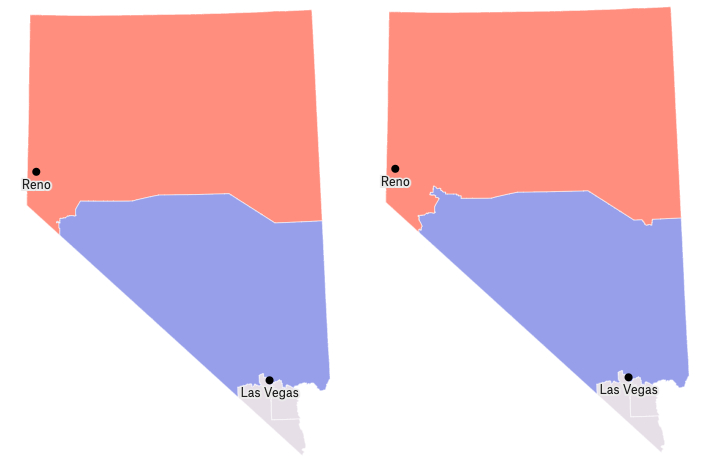 The second map is the one described
above, the first map lacks the eastern notch, but also lacks a small arm in the west that ascends into NV-02