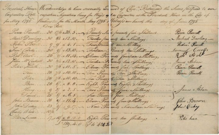 It's not especially legible, given
the flowery early 1800s script and the fading that comes with time, but there's clearly a column of names, then a column of
numbers in both numeric and alphabetic forms like on a check, then another column of names.