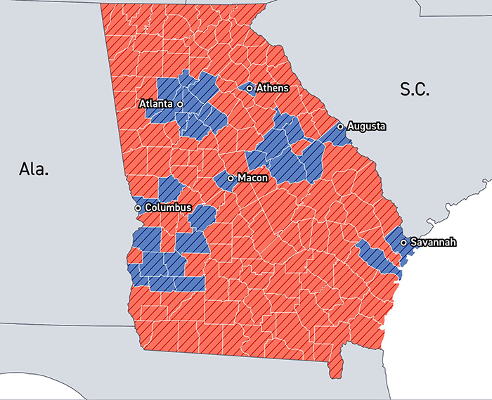 Runoff in Georgia by county
