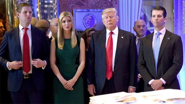 Eric, Ivanka, Donald, and Junior Trump in 2017