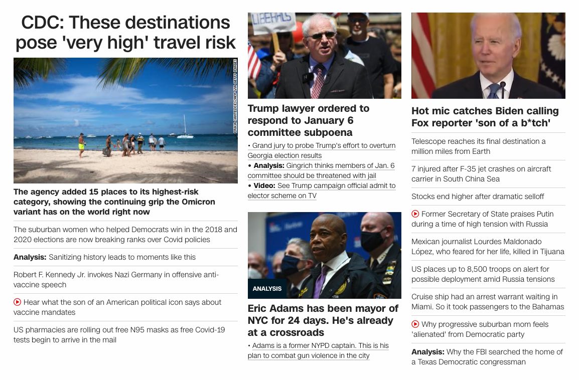 The CNN headline is
'Hot mic catches Biden calling Fox reporter 'son of a bit*h'.