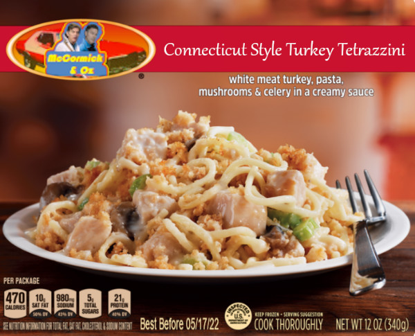 A photoshopped image for a McCormick and
Oz frozen dinner, specifically white turkey tetrazzini