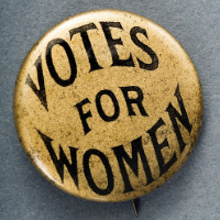 Button that says 'Votes for Women'