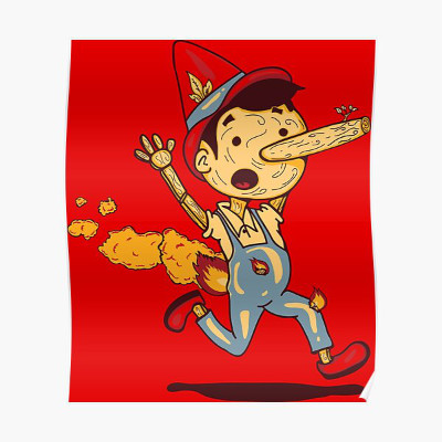 A picture of Pinocchio with his pants on fire