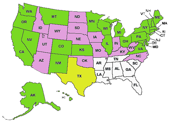 Map of states by abortion