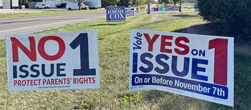 Signs about Issue 1 in Ohio