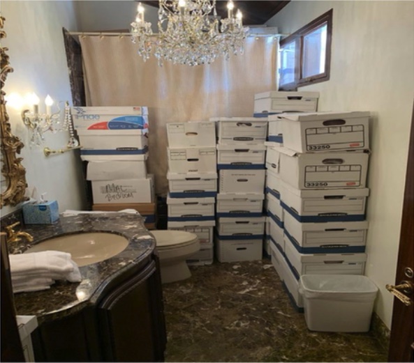 30 or so boxes of
document in a bathroom at Mar-a-Lago