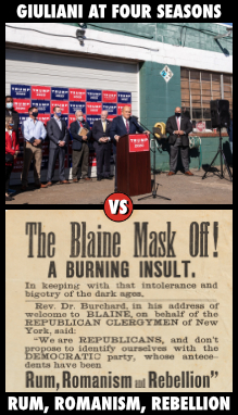 Rudy Giuliani's press conference in front of a landscaping company; a Democratic flyer making hay out of the unwise comments